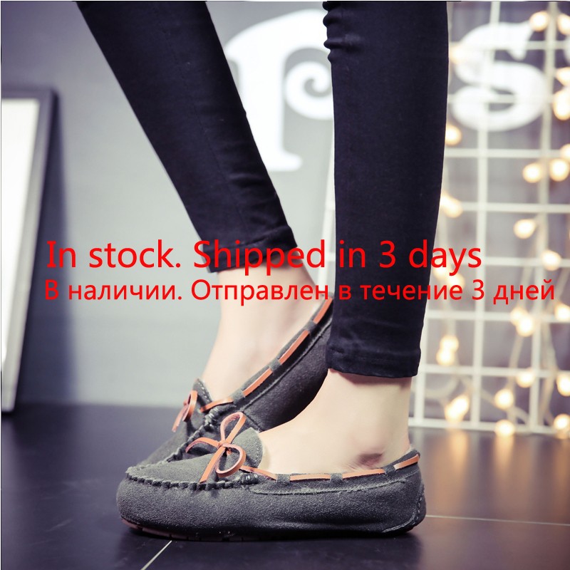 2022 women shoes winter warm 100% genuine leather flat shoes loafers slip on women flats plush shoes moccasins lady