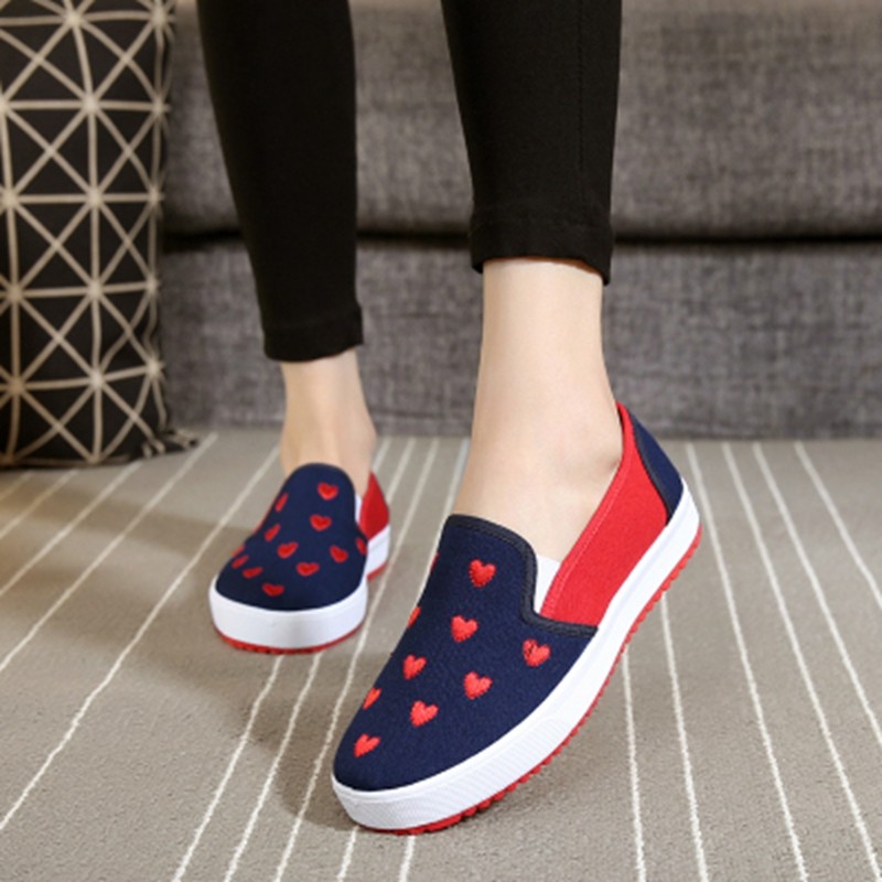 JERSEY-Women's Canvas Flats Canvas Shoes Comfortable Round Toe No Lace-up Plus Size 35-40 Casual Date F950 Spring Autumn