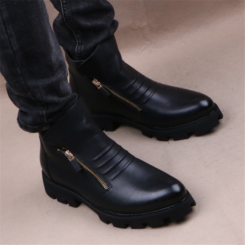 Brand Men Botas Hombre Ankle Boots Fashion Men Leather Chelsea Boots Men Moccasins Motorcycle Mens Warm Boots Men Work Shoes