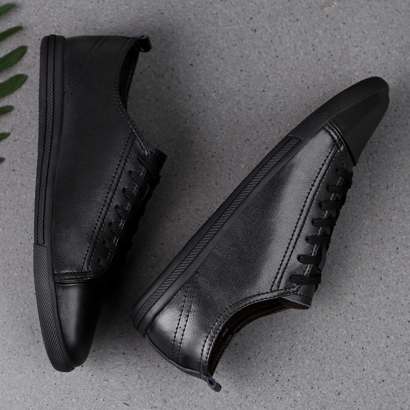 Men's Genuine Leather Casual Shoes Fashion Designers Flats Black Sneaker High Quality Minimalist Shoes For Men Vulcanized Shoes