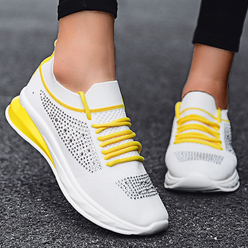 Flat Women's Shoes Plus Size 35-43 Fashion Lace-up Mesh Breathable Hot Drill Socks Casual Women Sneakers Running Women's Shoes