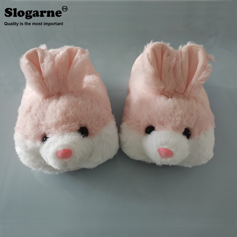 Winter Slippers For Couples Unisex Women Men Home Slippers Cute Animal Rabbit Indoor Shoes Lover Non-slip Warm Cotton Soft Plush