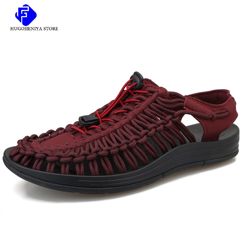 2022 summer men sandals fashion handmade fabric design beach sandals breathable casual flat sandals outdoor sandals large size