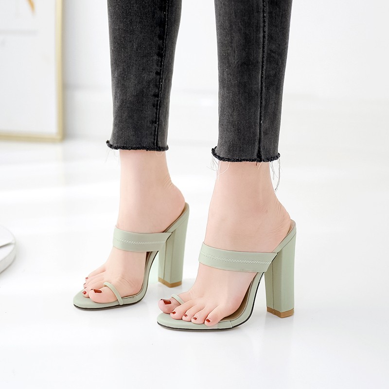 New classic one word horizontal strap shows leg length set toe thick heel high heel sandals 998