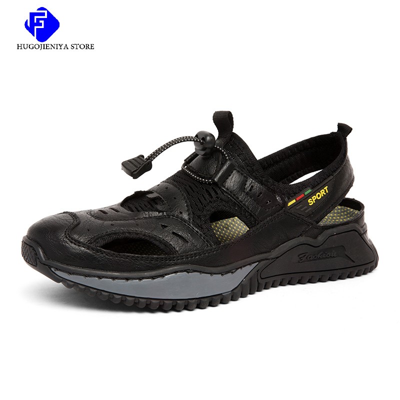 2022 summer men's leather sandals mesh men casual shoes fashion outdoor men leather sandals men beach shoes roman shoes large size