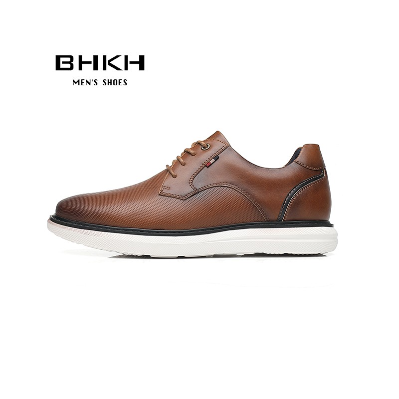 2022 Spring/Summer New Comfortable Men Shoes Luxury Brand Men Casual Shoes Lace Up Business Style Dress Shoes BHKH Men Shoes