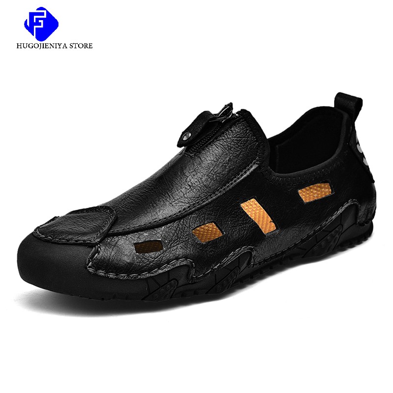 2022 New Summer Men's Soft Leather Casual Shoes Luxury Fashion Soft Loafers Moccasins Breathable Non-Slip Driving Shoes Big Size