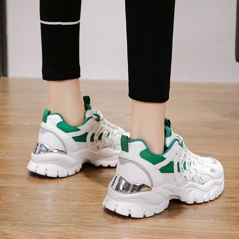 Rimocy 2022 Spring Women Platform Shoes Breathable Mesh Chunky Sneakers Women Spring Autumn Thick Bottom Lace Up Casual Shoes