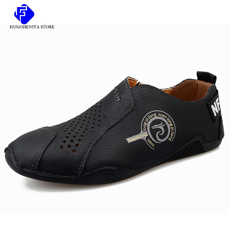 2022 Men Leather Casual Shoes Comfortable Handmade Loafers Flats Moccasins Sneakers Lightweight Walking Driving Shoes Big Size