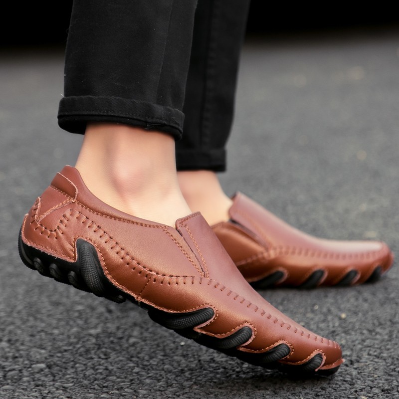 Men's casual genuine leather shoes, waterproof moccasin shoes, comfortable driving sports shoes, men's fashion
