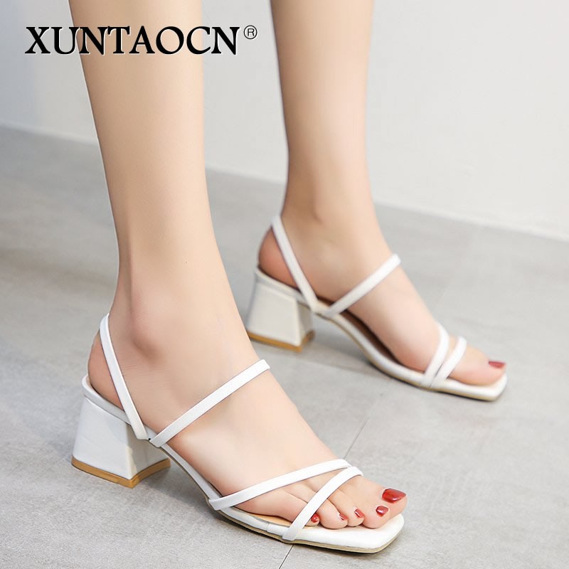 New 2022 Female Sandals Sexy Summer Slippers Ladies High Heels Square Open Toe Slides Party Shoes Women Sandals for Women