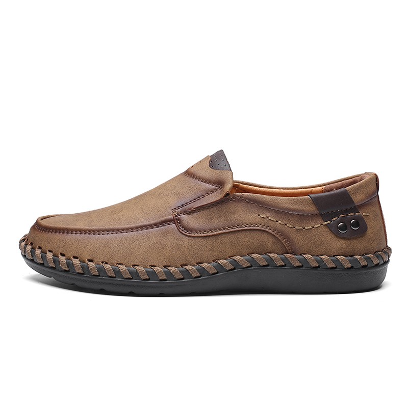 BTMOTTZ - Men's Genuine Leather Moccasin Shoes, Fashionable Driving Shoes, Breathable, No Laces, Size 38-48