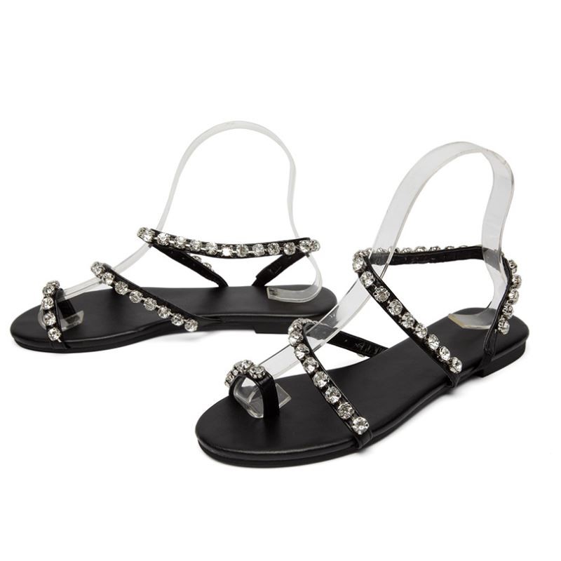 LuasTuas Plus Size 35-43 Women'S Sandals 2022 New Crystal Slip On Summer Ladies Shoes Daily Vacation Shoes Female Footwear