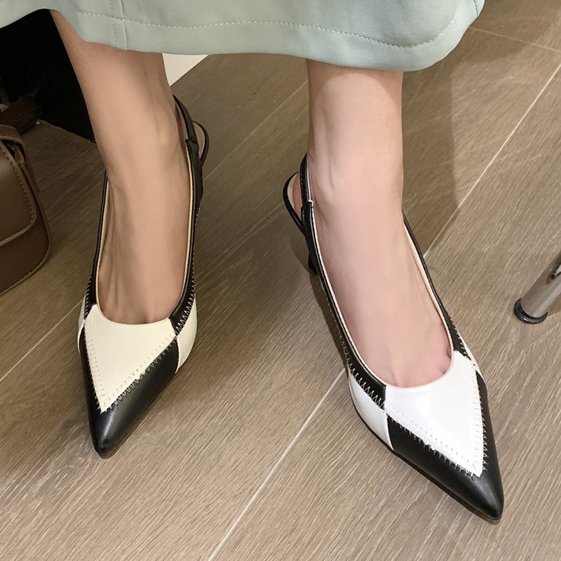 JMPRS Fashion Patchwork High Heel Pumps Women Summer Pointed Toe Slingback Sandals Woman Green Stiletto Heel Ladies Shoes