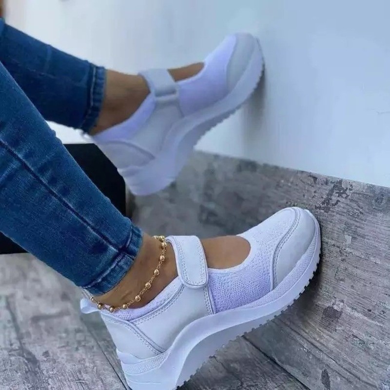 Women Sneakers Platform Sandals Solid Mesh Cut Out Casual Women's Shoes 2021 New Fashion Plus Size Thick Bottom Ladies Shoes