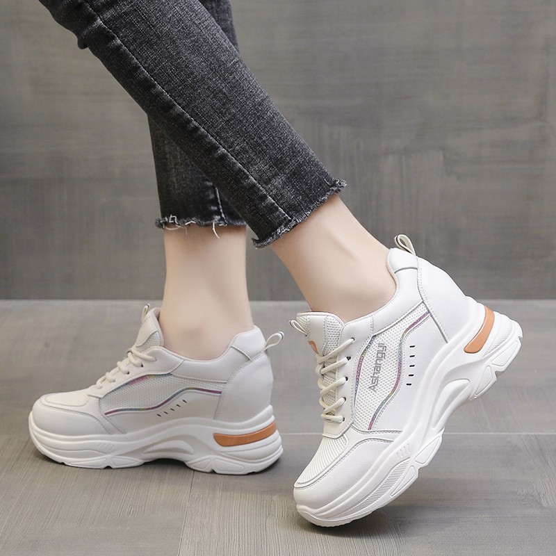 Rimocy 2022 New Fashion Women Chunky Sneakers PU Leather Platform White Shoes Woman Spring Autumn Thick Bottom Female Trainers