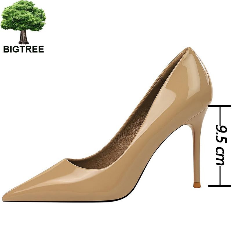 BIGTREE Shoes Woman Fashion Pumps Patent Leather High Heels Stiletto Heels Occupation OL Office Shoes Sexy Heels Plus Size 43