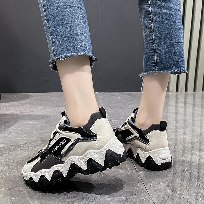 Rimocy Thick Bottom Women Sneakers Fashion 2021 Autumn Chunky Platform Casual Shoes Woman Comfortable Non-slip Vulcanize Shoes