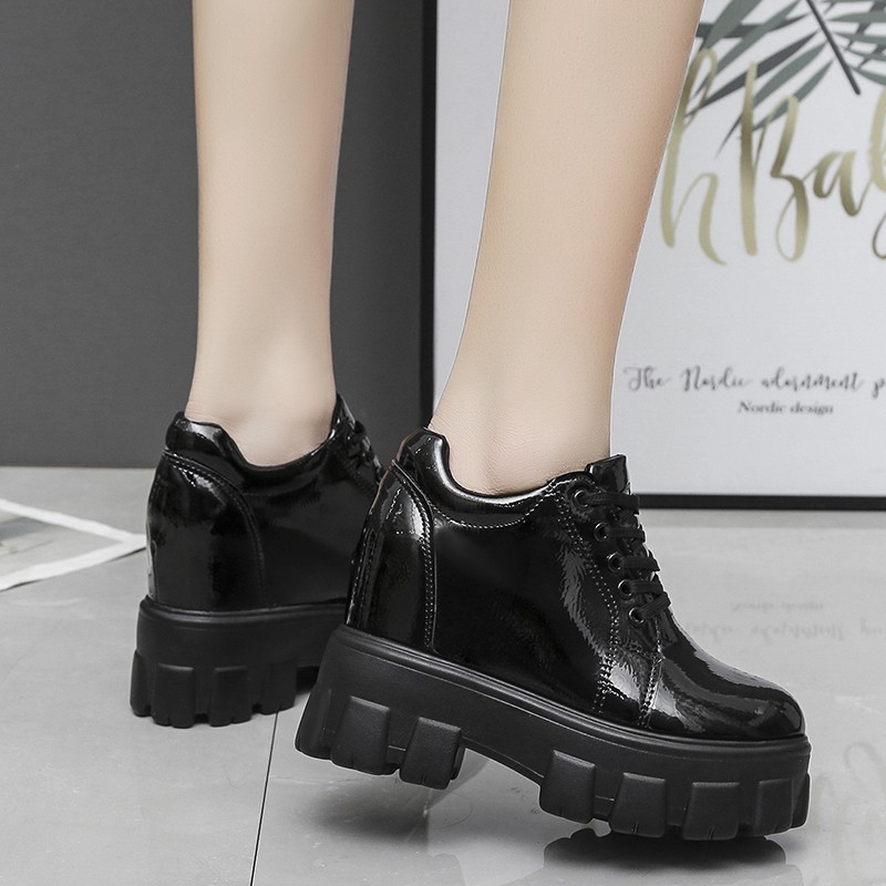 Rimocy Platform Chunky Ankle Boots For Women Height Increasing Thick Sole Gothic Shoes Woman Punk Style Patent Leather Socks