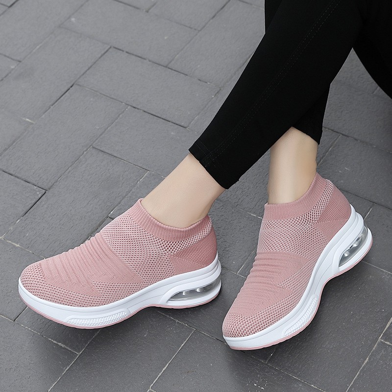 Ladies Air Cushion Shoes Lazy Comfortable Shock Absorbing Sneaker Soft Sole Breathable Casual Outdoor Shoes