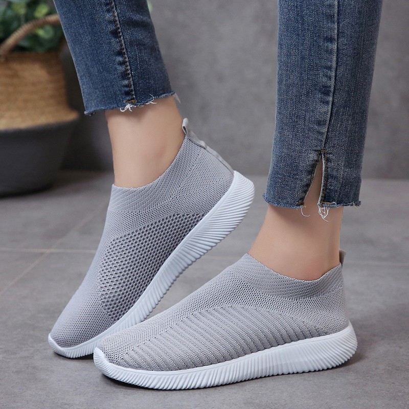 Rimocy Breathable Air Mesh Knitted Sneakers Women 2022 Spring Summer Plus Size Ladies Flats Comfortable Soft Casual Shoes Woman