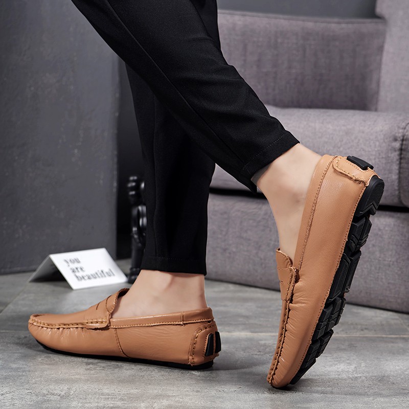 Leather men's shoes luxury brand men's casual shoes comfortable non-slip shoes men's genuine driving shoes simple fashion shoes