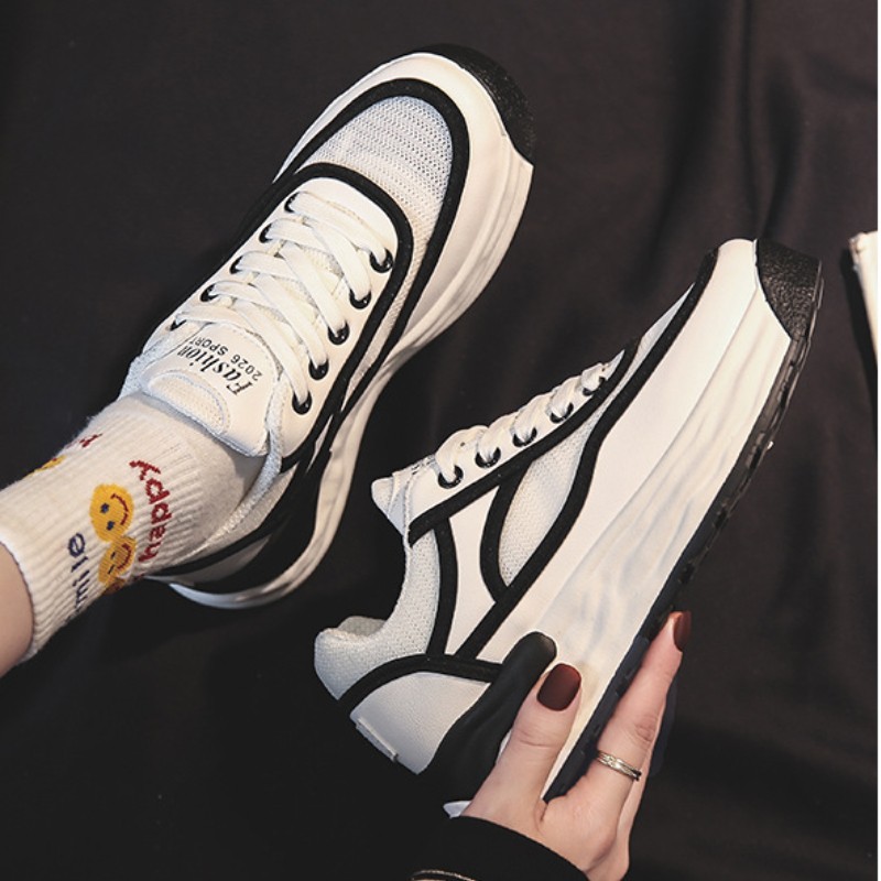 2022 spring summer new style increase 5cm old shoes women's breathable thick-soled sneakers women's mesh casual shoes