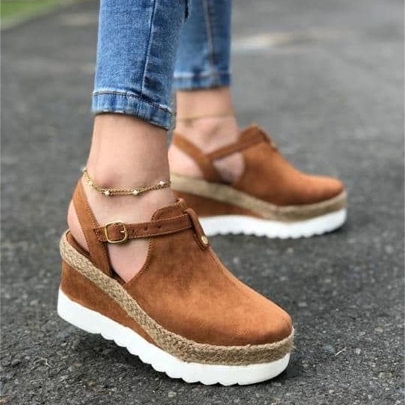 Women's platform sandals, flat shoes, solid color, casual style, fashionable, summer 2021