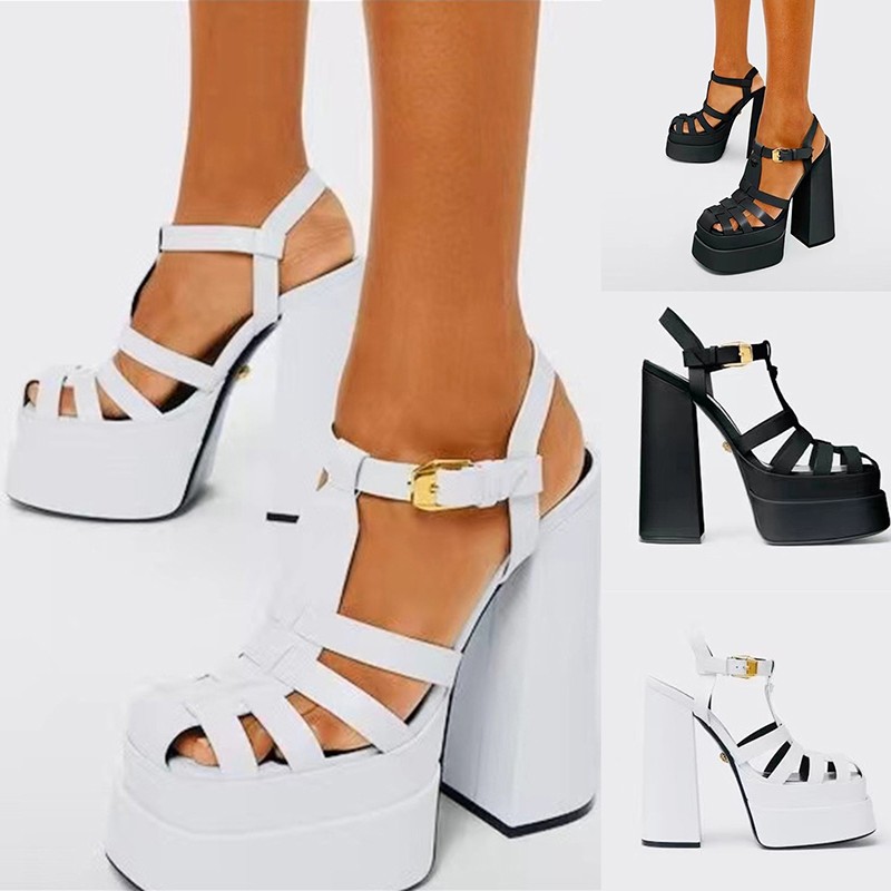 2022 high heel gladiator sandals women sexy block heel platform shoes pu summer buckle women sandals