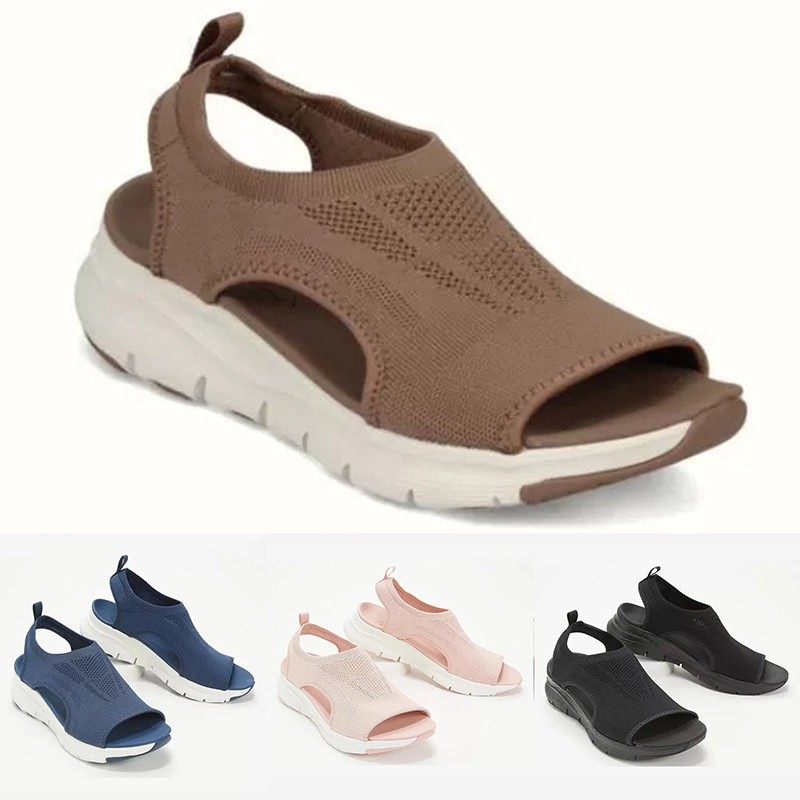 Women's summer mesh casual sandals ladies wedges outdoor shallow platform shoes female slip on light comfort shoes