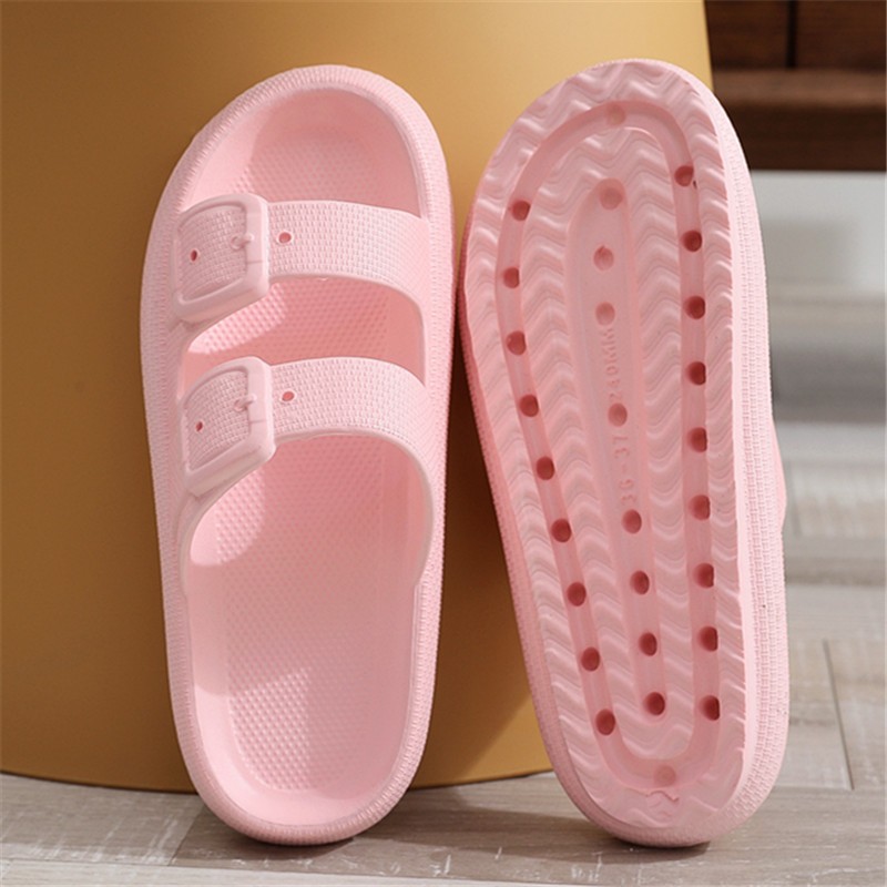 Lucifer Indoor Home Slippers Women Summer Shoes Simple EVA Soft Sole Flip Flops Woman Fashion Double Buckle Flat Sandals Mujer