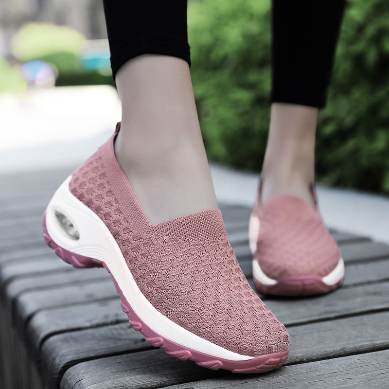 Ladies Breathable Lazy Shoes Comfortable Air Cushion Shock Absorbing Sneaker Outdoor Casual Shoes