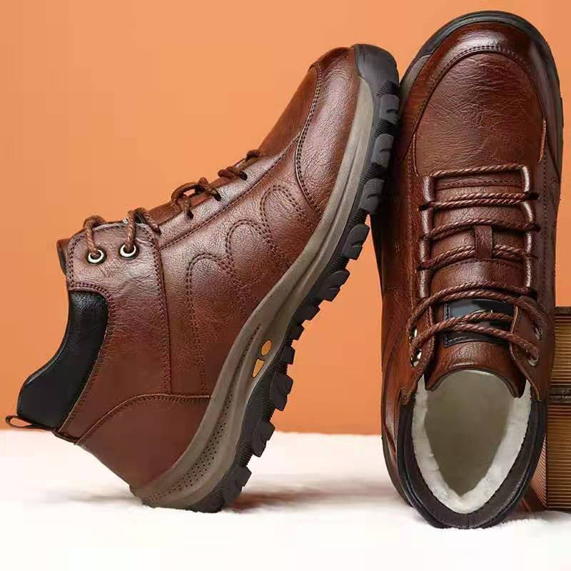 Men's shoes 2021 autumn and winter warm casual fashion lace up basic leather shoes bota male zapatos de segurchampre hombre