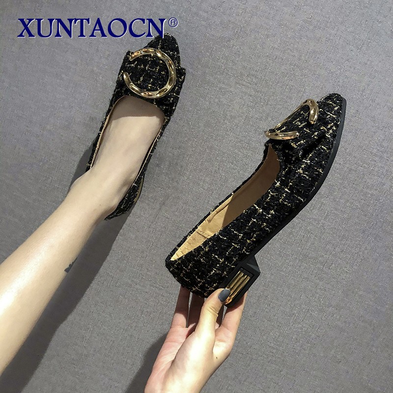 Fashion Women Slip On Elegant Breathable Flat Shallow Comfortable Casual Pointed Toe Vintag Single Shoes Zapatillas Mujer
