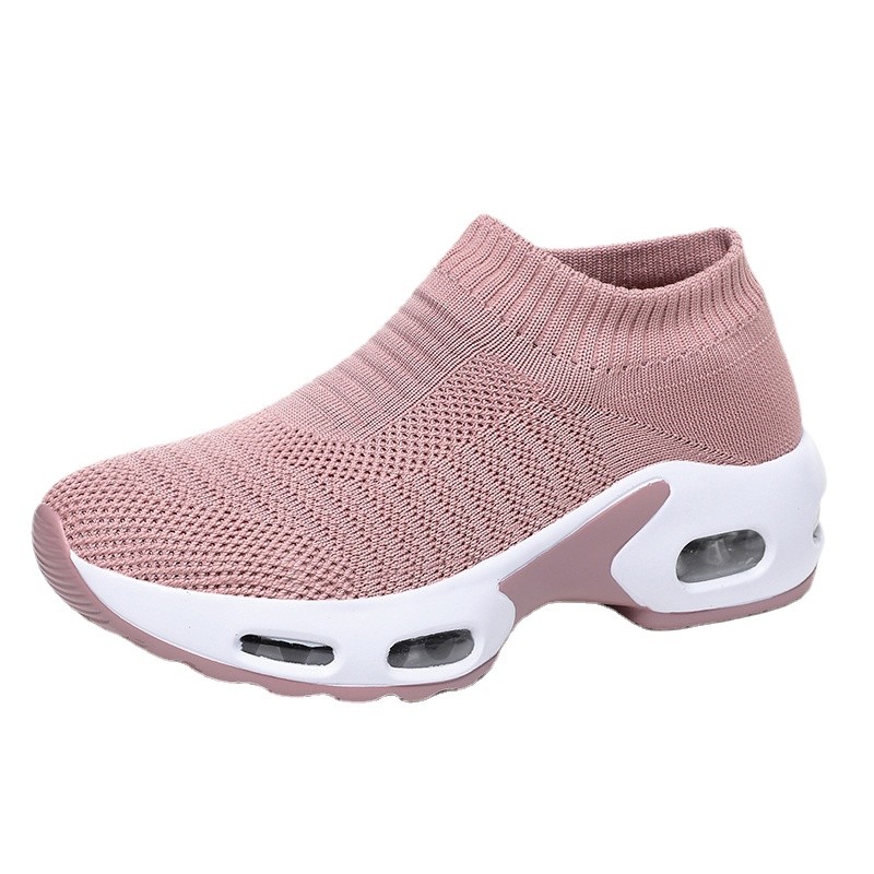 2022 New Women's Shoes; Knitted Air Cushion Mesh Shoes Light Casual Socks Shoes Breathable Sneakers Women's Zapatillas Mujer