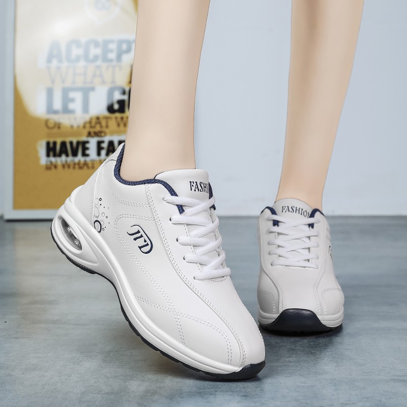 Genuine Leather Running Shoes Women Air Cushioning Casual White Sneakers Damping Non-slip Female Trainers Walking Sports Shoes