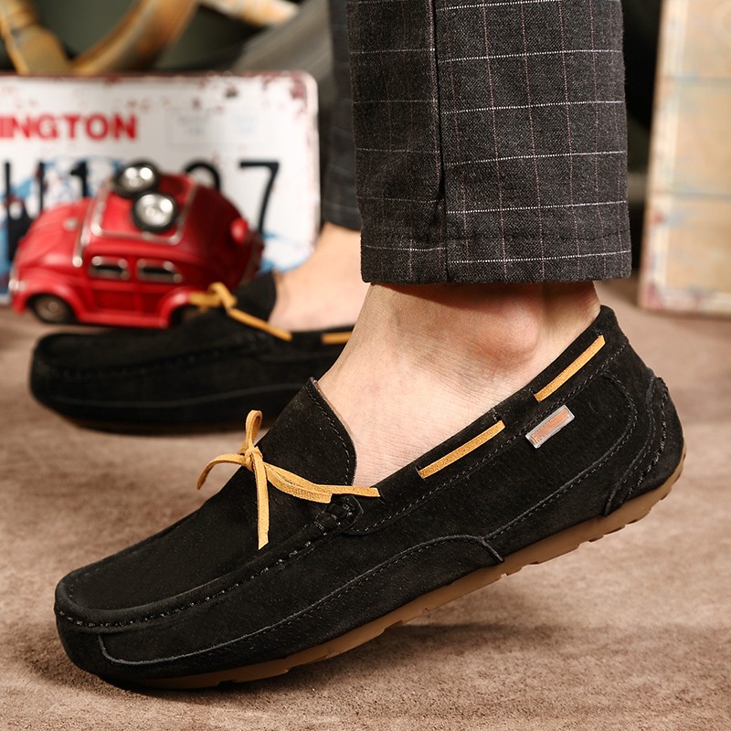 High Quality Men's Leather Shoes Lace Up Soft Sole Driving Shoes Casual Breathable Moccasin Shoes For Men