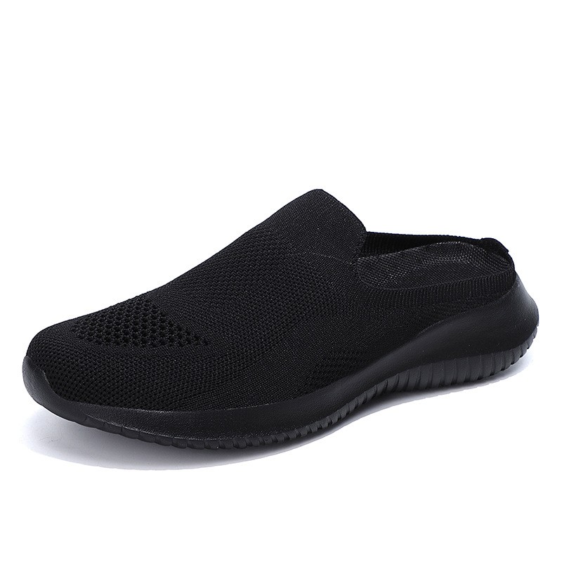 2022 summer round toe women's shoes flying woven mesh slip on casual shoes low shallow mouth slippers women