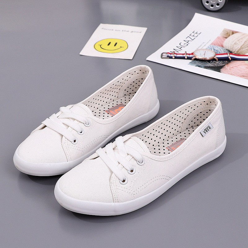 Women Lace Up Canvas Flat Autumn Loafers Female Breathable Solid Comfortable Lazy Shoes Ladies Fashion Sneakers Casual Shoes