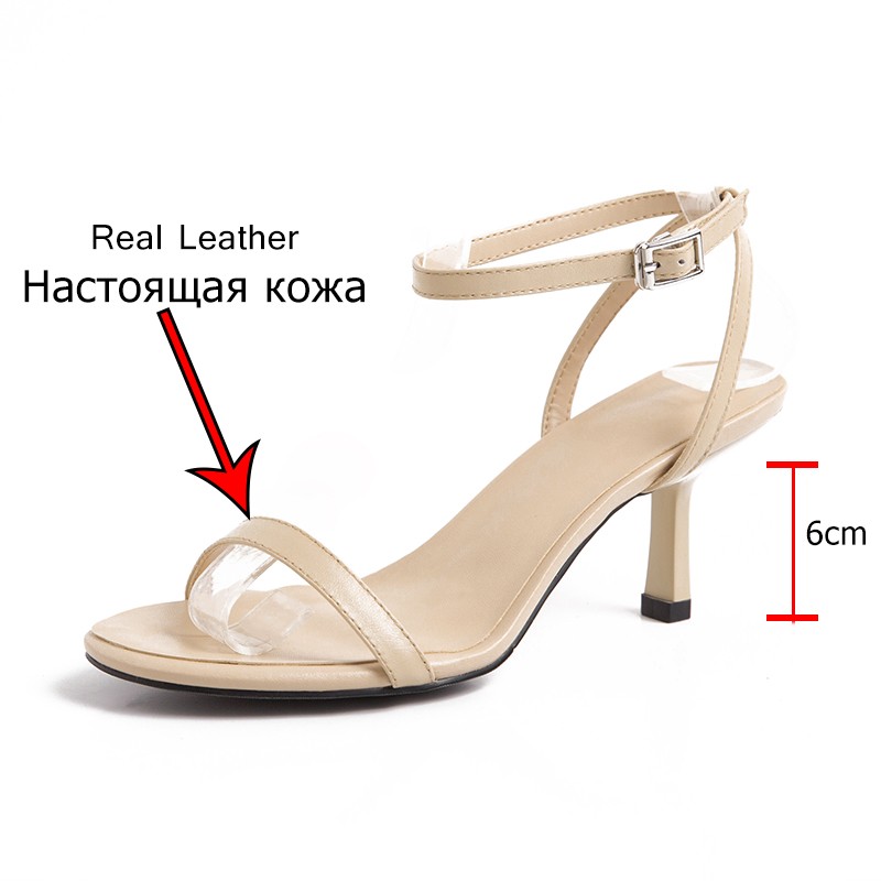 Cool Sept Women's 33-42 Genuine Leather Buckle Stiletto High Heel Summer Shoes Party Dress Shoes