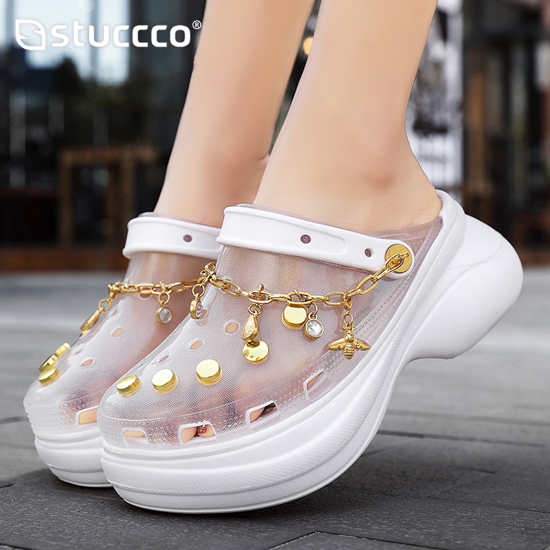 New Clogs Women Sandals Summer Hole Slippers Beach Anti-slip Thick Bottom Outside Increase Wedge Shoes For Women Sandalias Mujer