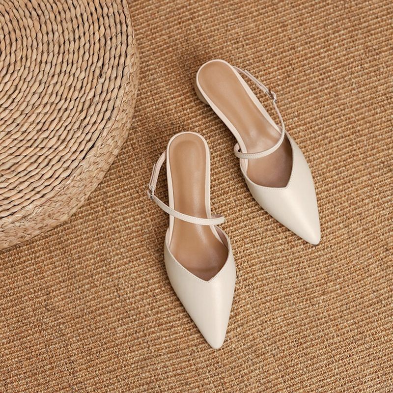 REAVE cat genuine leather women sandals pointed toe strange heel shallow buckle strap elegant size 34-40 red white summer S3660