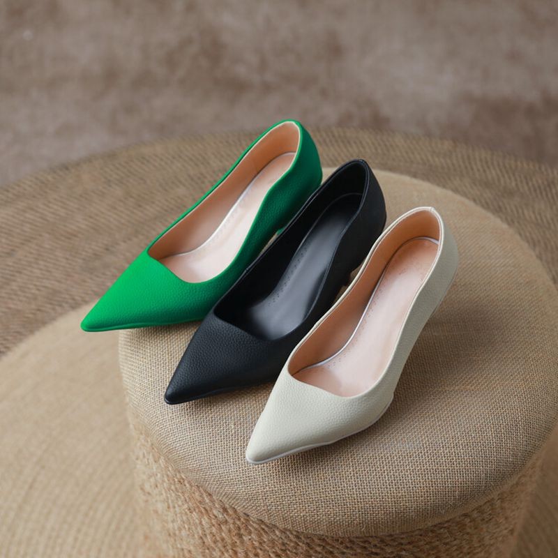 REAVE CAT 2022 Women's Pumps Pointed Toe Thin High Heels 8.5cm Slip On Ladies Office 34-40 Solid Green Black Spring Daily S3624