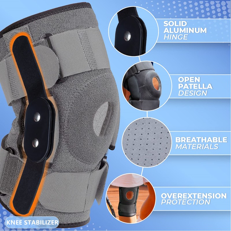 1PC Knee Brace Protective Pad with Dual Metal Side Knee Stabilizers Support ACL MCL Cartilage Tear Arthritis Tendon Pain Relief