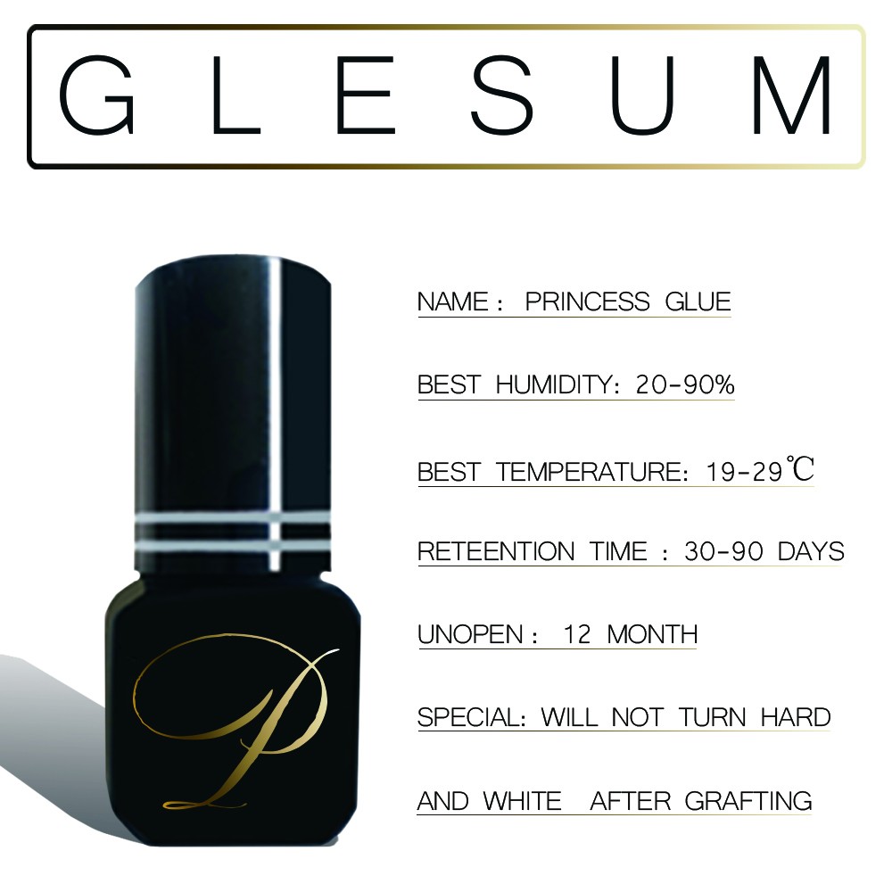 Glesum-غراء رمش الأميرة 0.5s-1s ، زيت جاف ومقاوم للماء ، وقت الاحتفاظ ، 7-9 أسابيع ، شحن مجاني