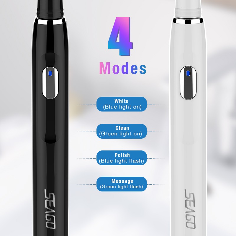 Seago Electric Toothbrush Rechargeable Sonic Vibrate 4 Clean Modes Brushes Waterproof Soft Bristle Portable Adult Timer Brush