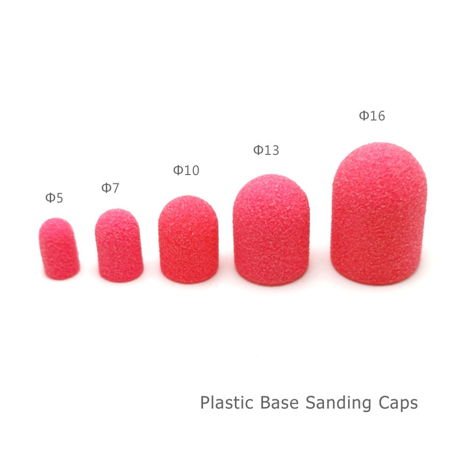 50pcs Plastic Sanding Caps Nail Drill Accessories Pedicure Care Polishing Sand Block Foot Cuticle Removal Tool With Rubber Grip