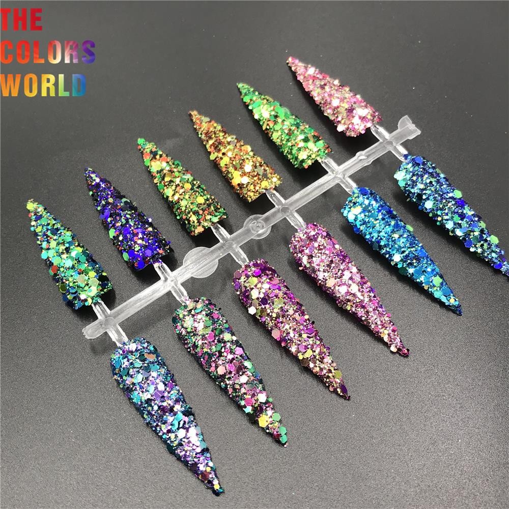 TCT-565 Shinning Chameleon Chunky Nail Glitter Decoration Arte de uñas With Purpurina Groisa Manicure Crafts Festival Accessories