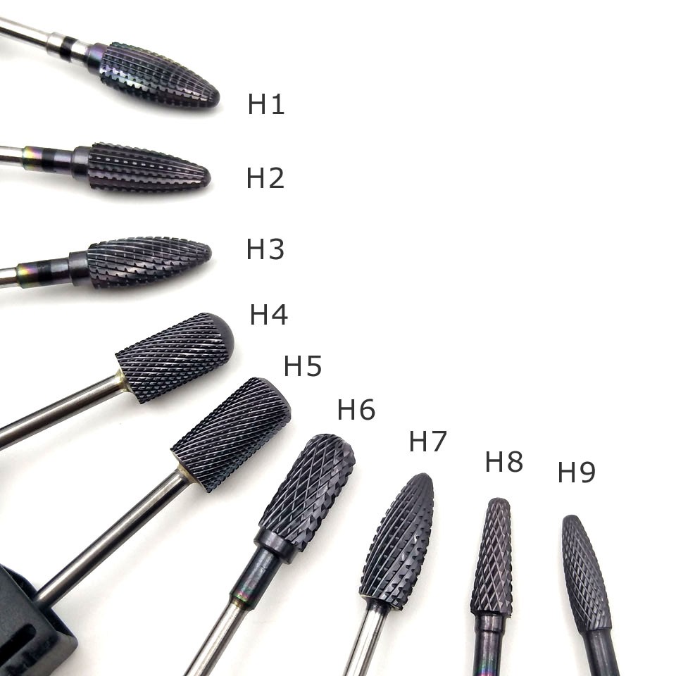 HYTOOS 1pc Tungsten Carbide Nail Drill Bit 3/32" Manicure Cutters Black Titanium Burr Nail Drill Accessories Nail Grinding Tools