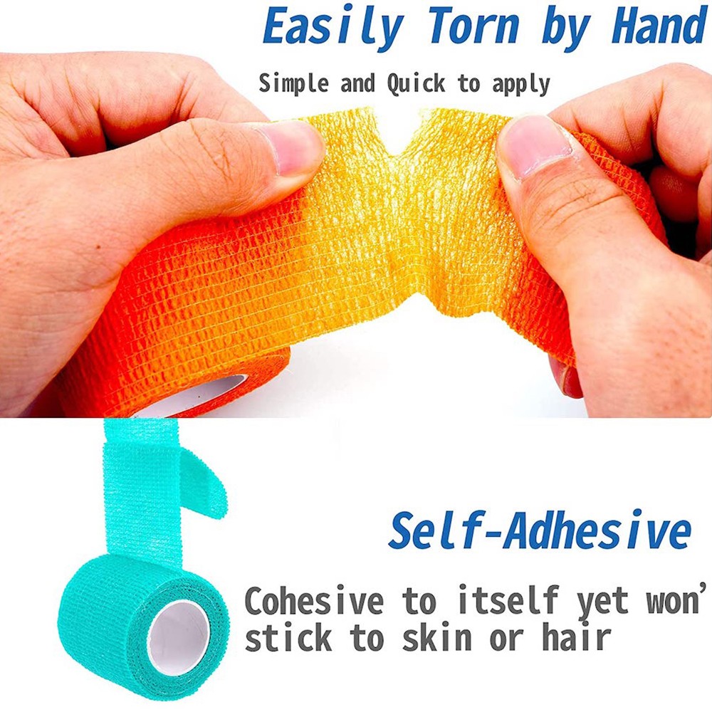 1pc Disposable Self-adhesive Colorful Latex Medical Wrap Athletic Tape To Handle Tightening Tube Of Tattoo Accessories